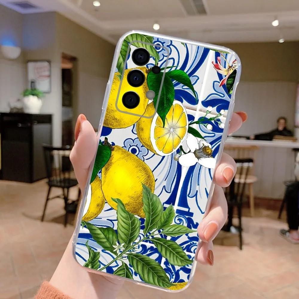 

Fruit Mediterranean Lemon Phone Case For Samsung Galaxy A71,70,52,40,51,31,A50,21S,30S,Note20ultra Transparent Soft Cover samsunga21s