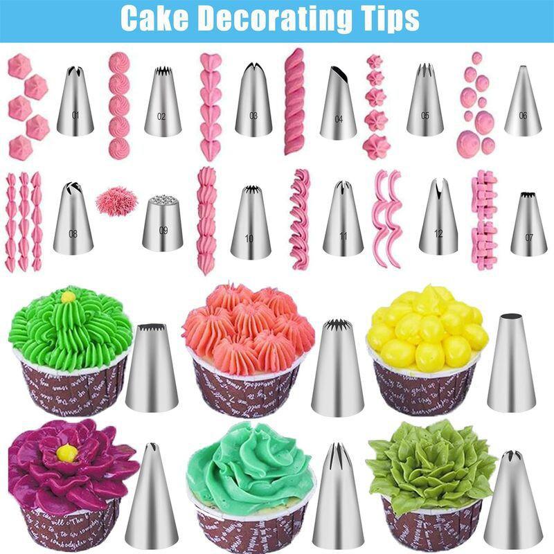 285-Piece Cake Decorating Kit With Rotating Turntable Piping Tips Disposable Bags Home Bakery Pastry Art