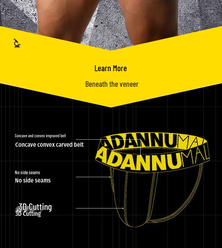 ADANNU Men's Low-Rise High-Cut Cotton Body-Shaping Briefs – Comfortable, Trendy, Solid Color.