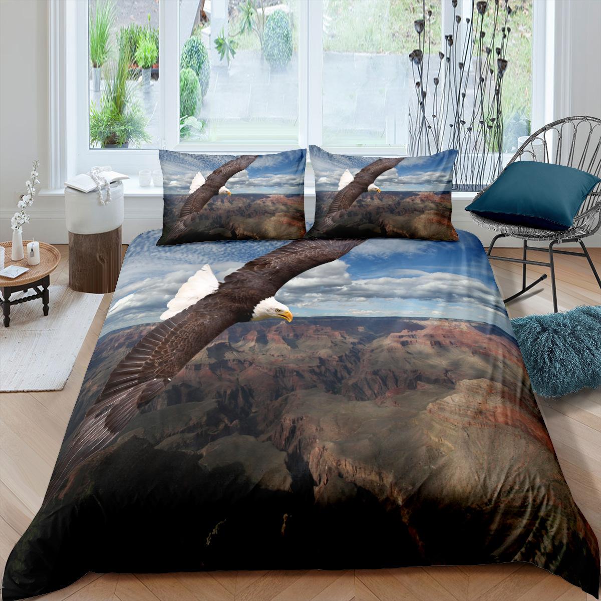 

Eagle Soft Duvet Cover Set King/Quen Sized Dimensions,white Eagle Hunting On The Sea Print Beding Set For Young Boys Man Adult Peoples,featuring 2 100*200cm Single