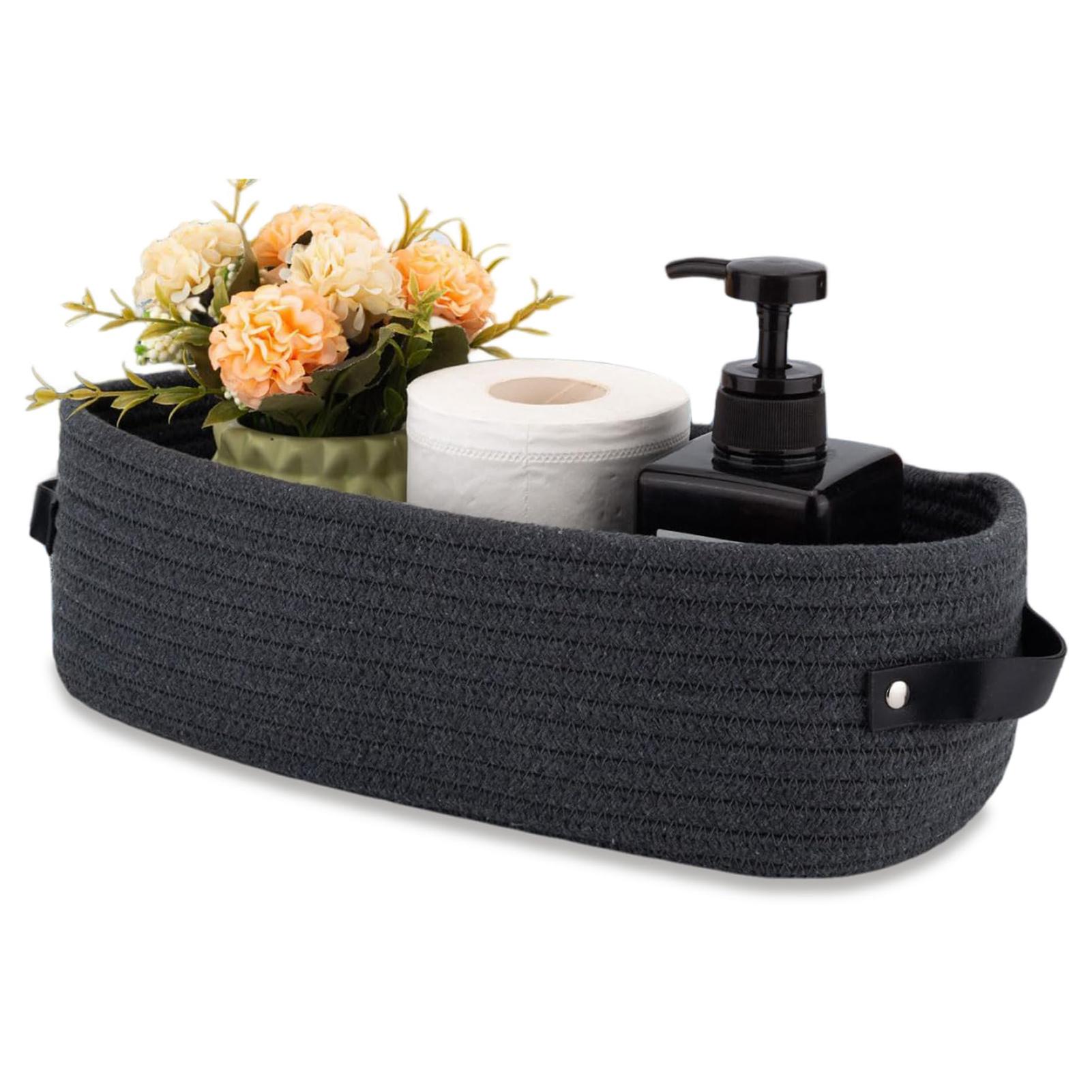 

Корзина-органайзер для столешницы в ванной комнате, плетеная корзина для хранения из хлопковой веревки, органайзер для хранения бумаги, сумки