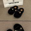 Internet celebrity black European wool slippers women wear 2025 autumn and winter new high-end thick-soled cotton slippers
