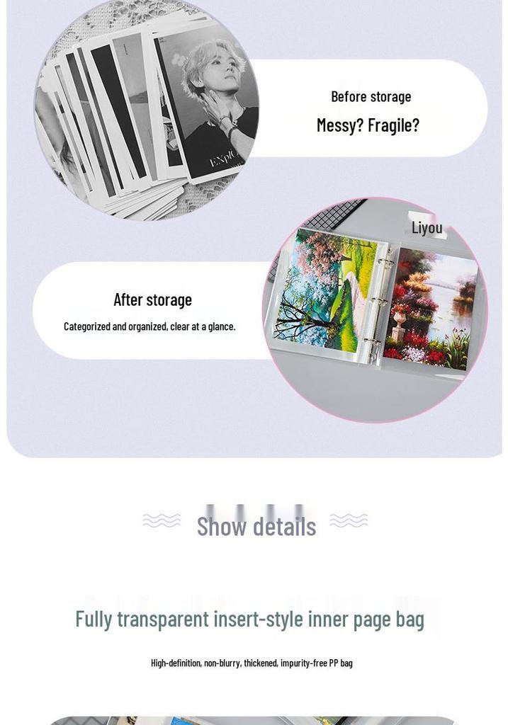 A5 Oil Pastel & Watercolor Painting Storage Album for 6-inch Square Postcards (10x10/15x15/20x20 Cm)