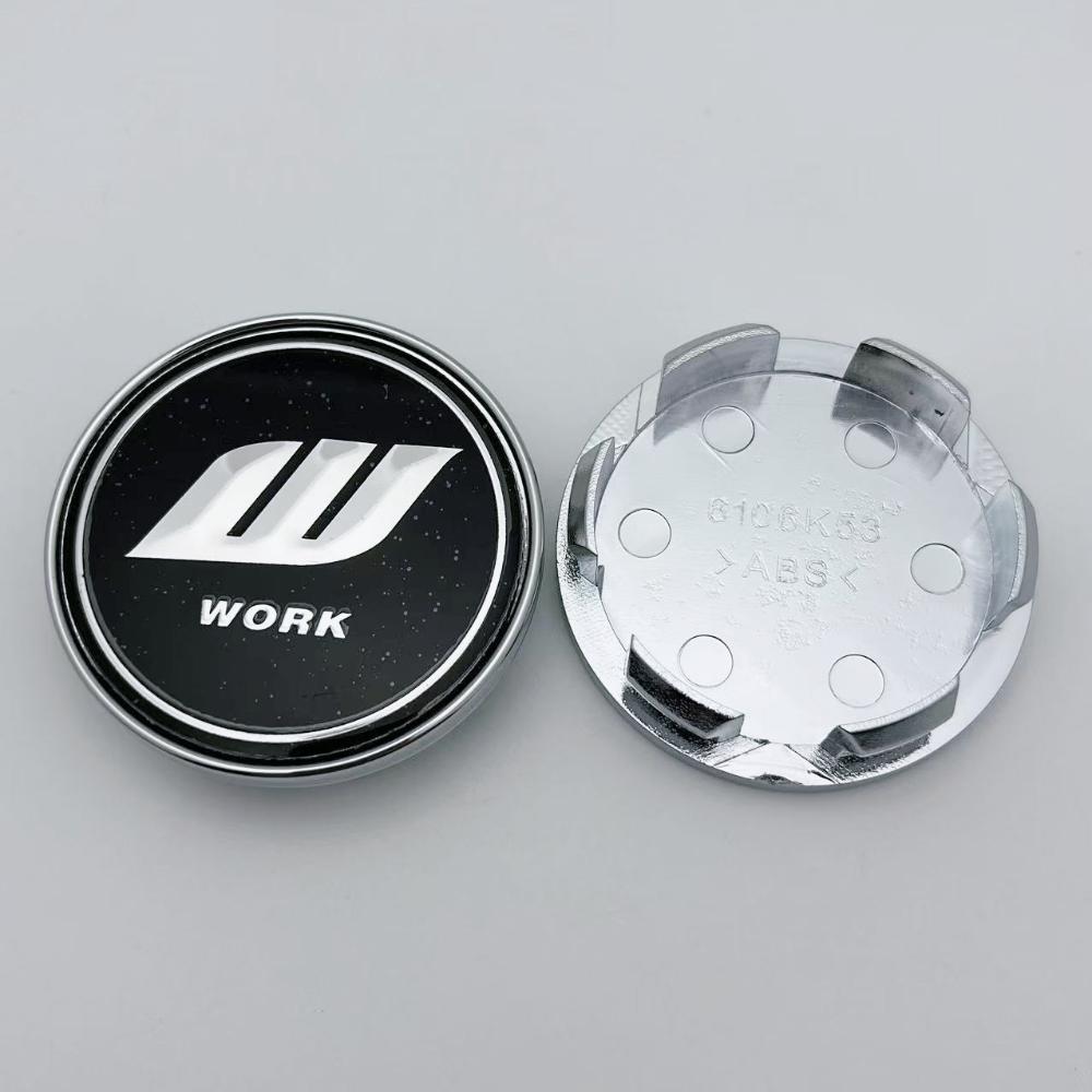 4pcs 53mm ( 48mm I.D) Car Wheel Center Caps With W Work Logo Emblemr Chevrolet Wheels Hub Rim Hubcap Centre Cover Accessories