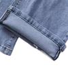 Women's Light Blue Plush Elastic Waist Wide-Leg Jeans, 2025 Spring/Autumn, Thickened, 9/10 Straight Leg.