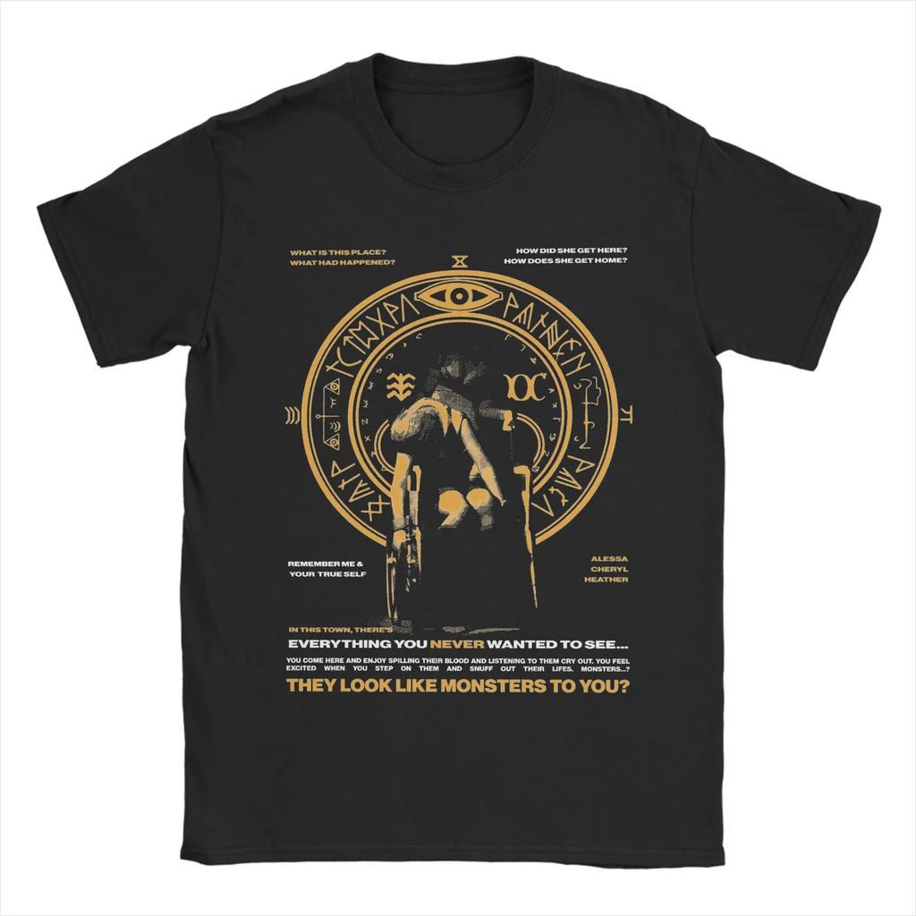 Silent Hill Horror Game Printed Pure Cotton Tshirt Trendy Retro Dark Thriller Style Personalized Wearing Pure Cotton Tee Unisex