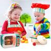 Cute Stone Pretend Play Set, 20-Piece Kitchen Set with Microwave, Cookware, Ingredients, Fruits, and More, Perfect for Parent-Child Pretend Play, Birt