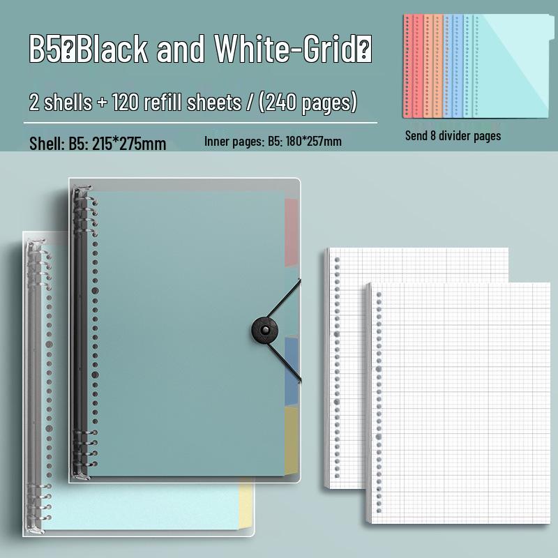 Extra Thick B5 Ring Binder Notebook with Loose-Leaf Refills - Comfortable for Hands, Perfect for Students