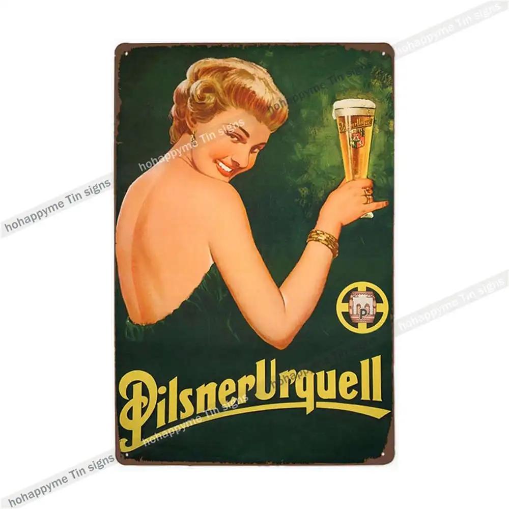 Pilsner Urquell Metal Wall Art Poster Belgium Beer Sign Vintage Bar Man Cave Club Tin Painting Decor Plaque Decoration 20x30cm