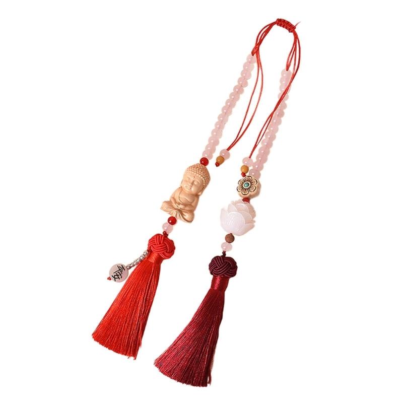 Buddhas Pendant Car Hanging Ornament with Lanyard Good Luck Rear View Mirrors Hanging Ornament