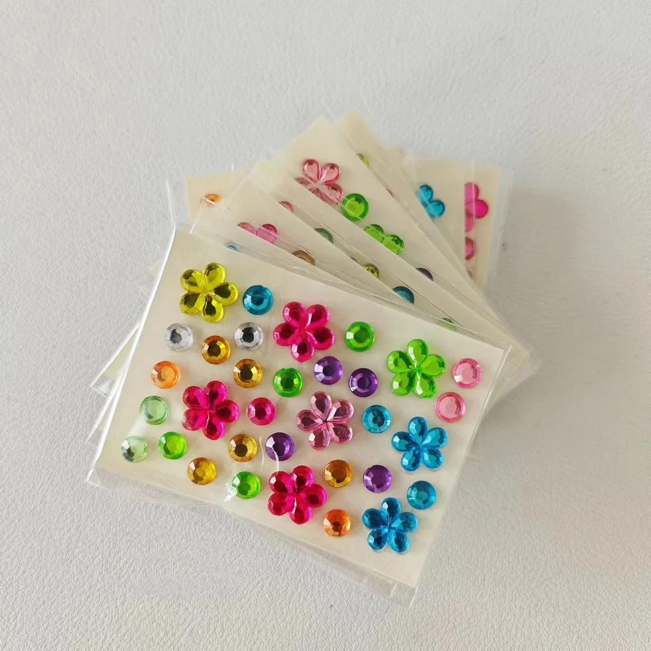 10 pieces of Mini Heart Diamond sticker Plum Blossom Star color acrylic flower sticker make-up eye patch children