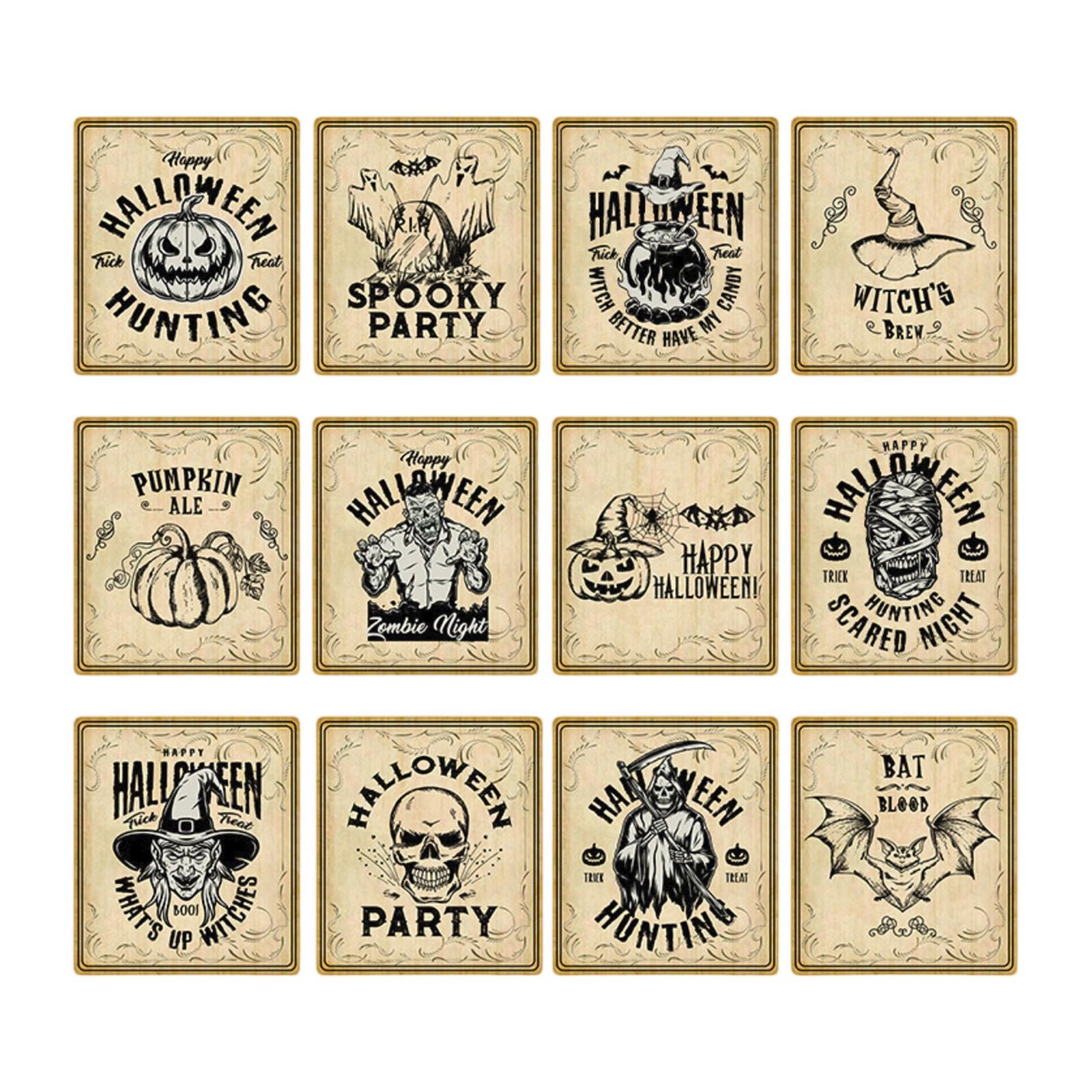 

Halloween Decoration Retro Stickers Red Wine Stickers Scene Decoration Props Party Supplies One Size