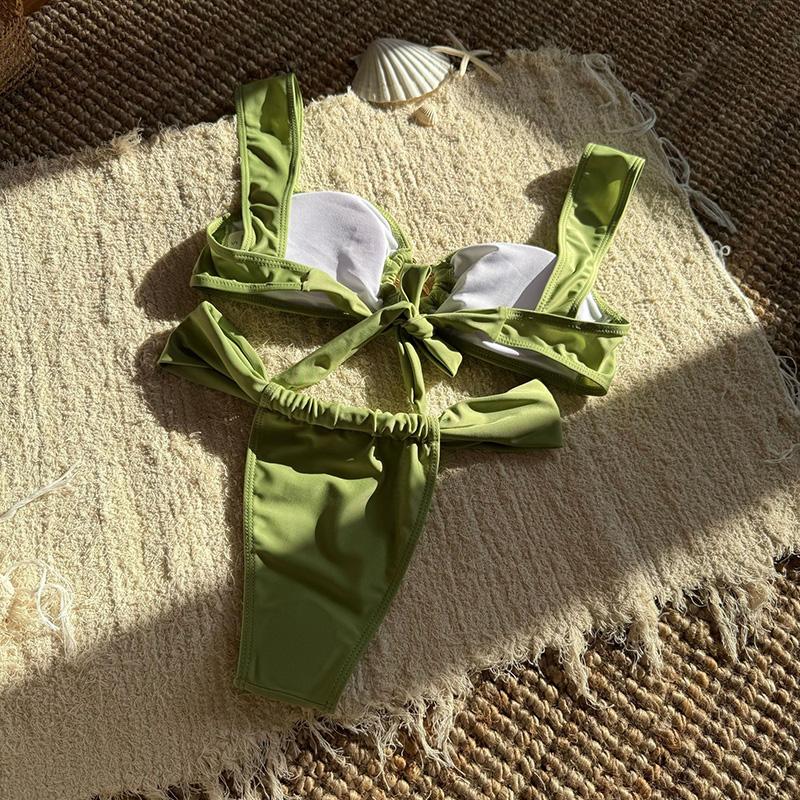 New Summer Solid Push Up Woman Swimsuit Beach Sexy Bikini Set Solid Swimming Suit for Women Swimwear Bathing Suit