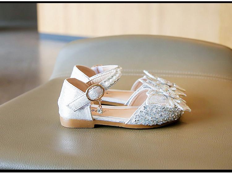 2026 Spring/Summer Girls' Korean Style Elegant Princess Shoes with Rhinestone Bow and Soft Sole