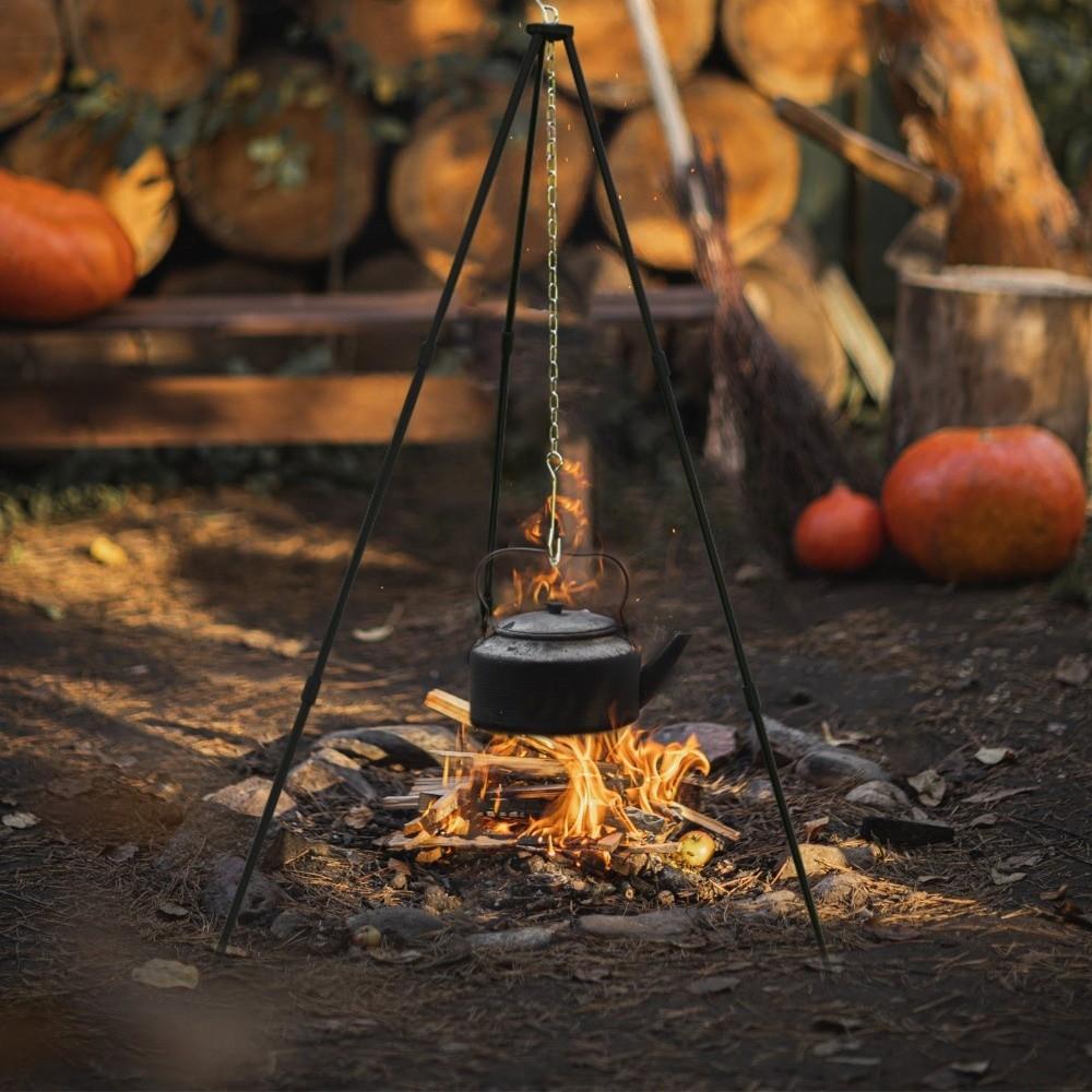 Adjustable Height Camping Tripod Aluminum Alloy Campfire Pot Holder  Outdoor BBQ