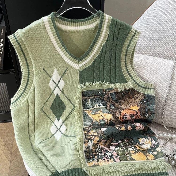 2025 Girls' Knitted Vest & Shirt Two-Piece Set - Stylish Spring/Autumn Fashion