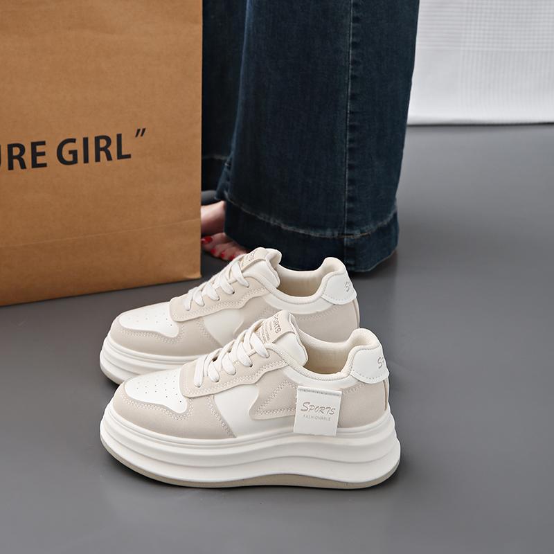 Fashion CRLAYDK Women's Skateboard Sneakers Casual Walking Height Increase Shoes PU Leather Lace Up Platform Ladies Shopping Tennis