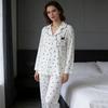 Spring and Autumn Love Heart Printed Sweet Sleepwear Women's Frill Set Loose and Can Be Worn Outdoors Homewear