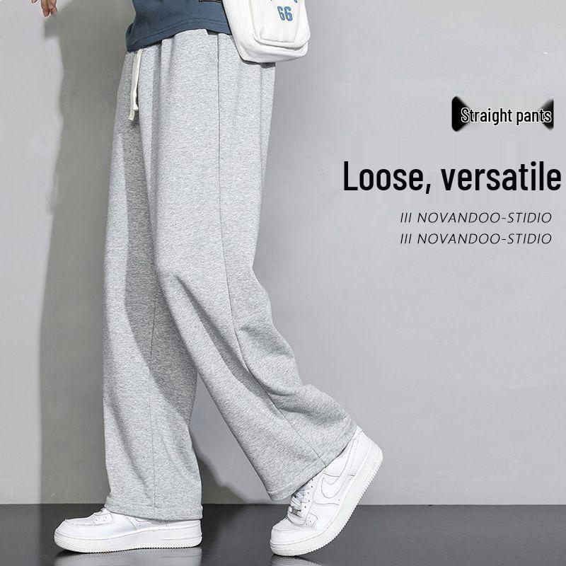 

Handsome Grey Straight-Leg Sweatpants: Trendy, Loose, Casual Style for Spring & Autumn 3XL (for 150-170 jin)