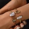 18K Gold Plated Stainless Steel Freshwater Bangles for Women Baroque CZ Open Adjustable Gift