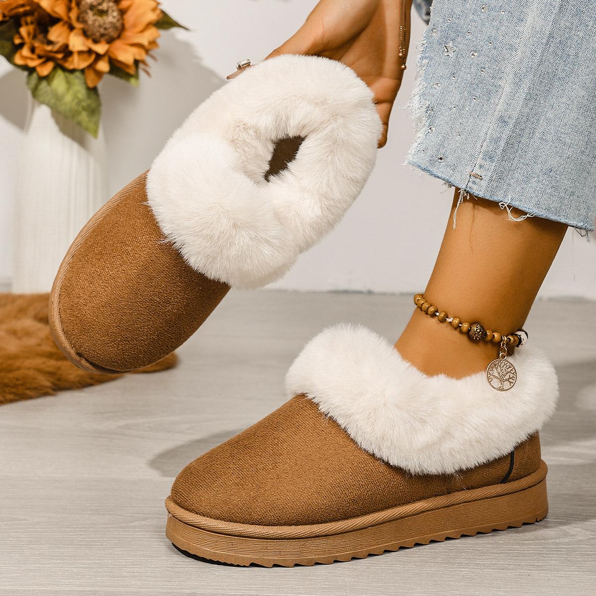 

Мода Зима 2025 Новые Женские Зимние Ботинки на Толстой Подошве из Овчины и Шерсти, Нескользящие, для Снега, Модные Женские Мини Теплые Утепленные Женские Ботинки 36 верблюд