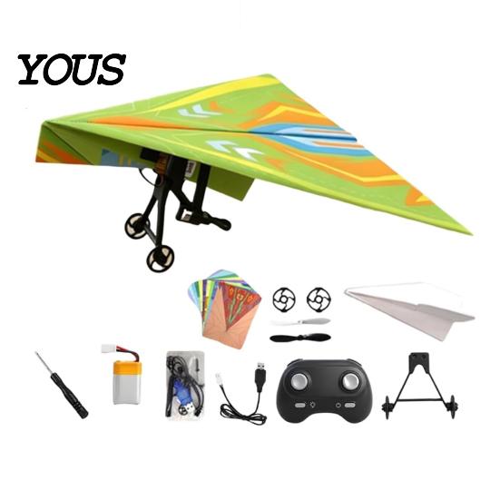 DIY Aircraft Building Kit Remote Control Paper Airplane Kit, with Gyro Stabilizer, 2.4GHz Wireless RC Indoor Outdoor Toy Plane Set, Educational