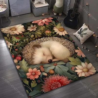 1PC Cute Pet Flowers Print Carpet for Bedroom Living Room Bedside Sofa Floor Mat Modern Home Decor Area Rug for Gifts