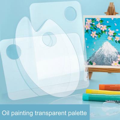 Tavolozza per pittura Trasparente antiaderente Presa comoda Vassoio per miscelazione di pigmenti per pittura a olio acrilica trasparente con accessori per studio con foro per il pollice