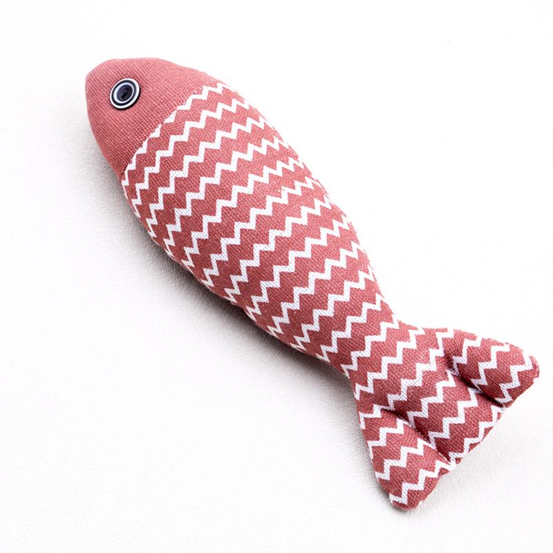 Cat toy simulation burlap fish cat teeth grinding toy kitten teasing cat stick wear-resistant bite-resistant self-exercise toys