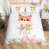 Kids Pink Rose Rabbit King Queen Duvet Cover Cartoon Animal Comforter Cover Rose Moon Floral Bedding Set Polyester Quilt Cover