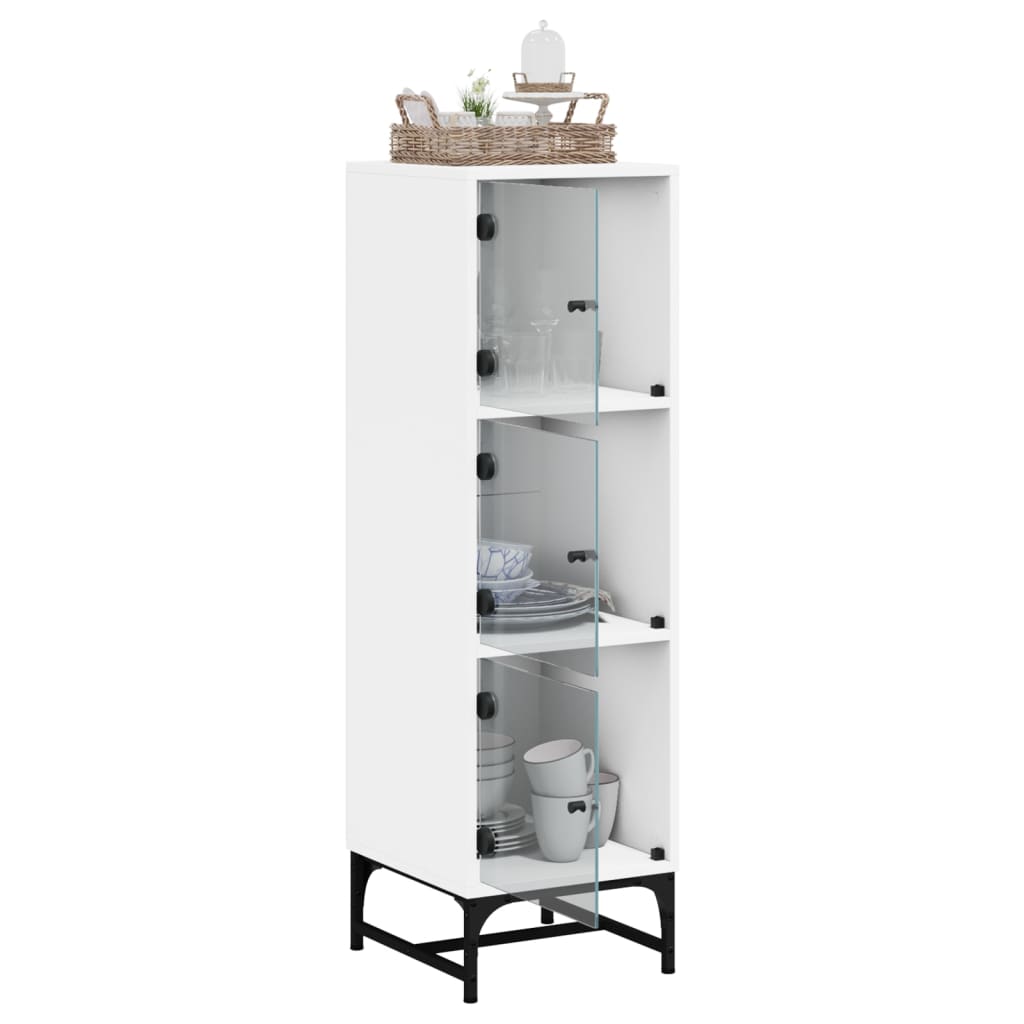Highboard with Glass Doors White 35 x 37 x 120 cm
