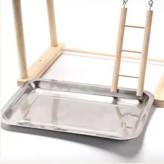 Bird Playground Parrot Playstand Bird Perch Stand Gym Natural Wood Play Stand with Swing Ladder Feeder Cups for Parakeets Cockat
