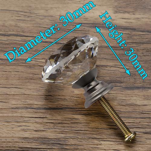 KAK 30mm Diamond Shape Design Crystal Glass Knobs Cupboard Pulls Drawer Knobs Kitchen Cabinet Handles Furniture Handle Hardware