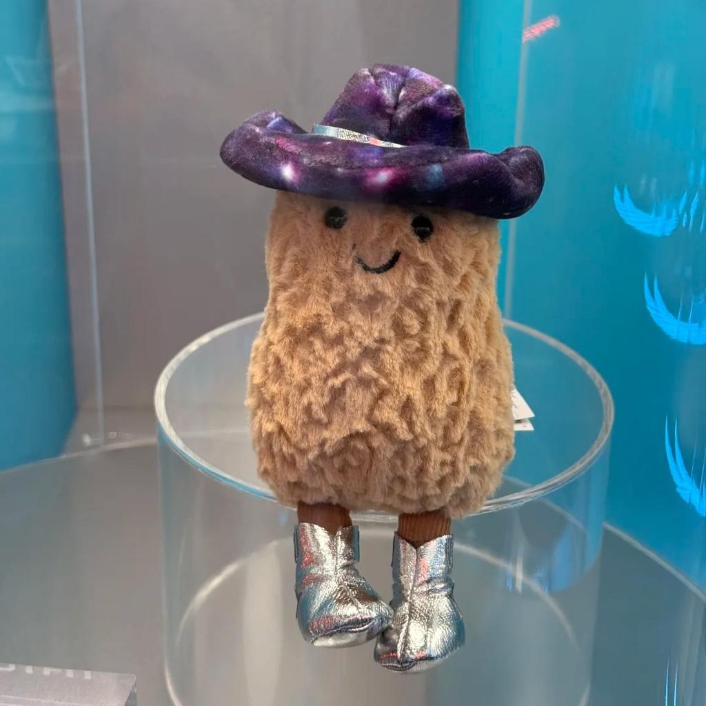 Amuseable Space Series Peanut Plush Toy Soft Stuffed Food Doll with Galaxy Cowboy Hat Silver Boots Adorable Gift for Girl
