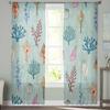 Coral Kelp Shell Conch Tulle Window Curtains for Bedroom Luxury Home Decor Drapes In Living Room Chiffon Panels