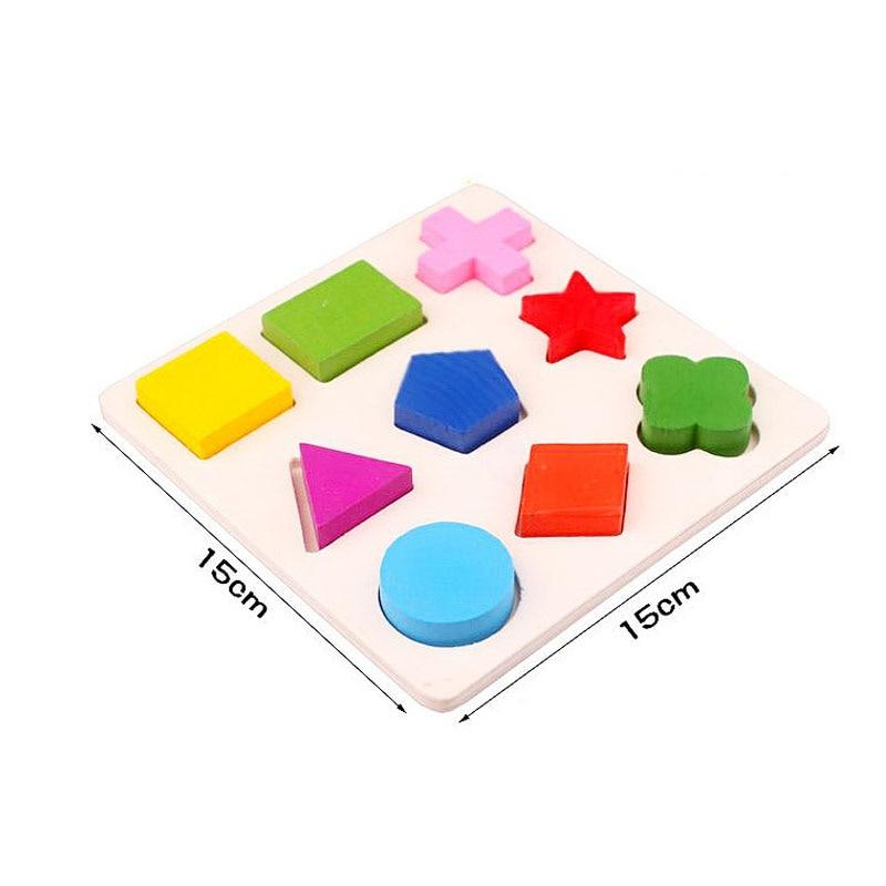 Kid Toys Wooden 3D Puzzles Geometry Shape Plate Colorful Educational Toy Brain Game Montessori Toys Educational For Children