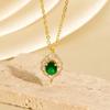 Vintage Square Zircon Necklace Women Luxury Full Rhinestone Round Geometric Pendant High Grade Long Sweater Chain