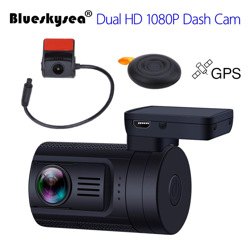 Blueskysea Mini 0906 Çift 1080P Lens Araba Dash Kamera GPS DVR Kamera ...
