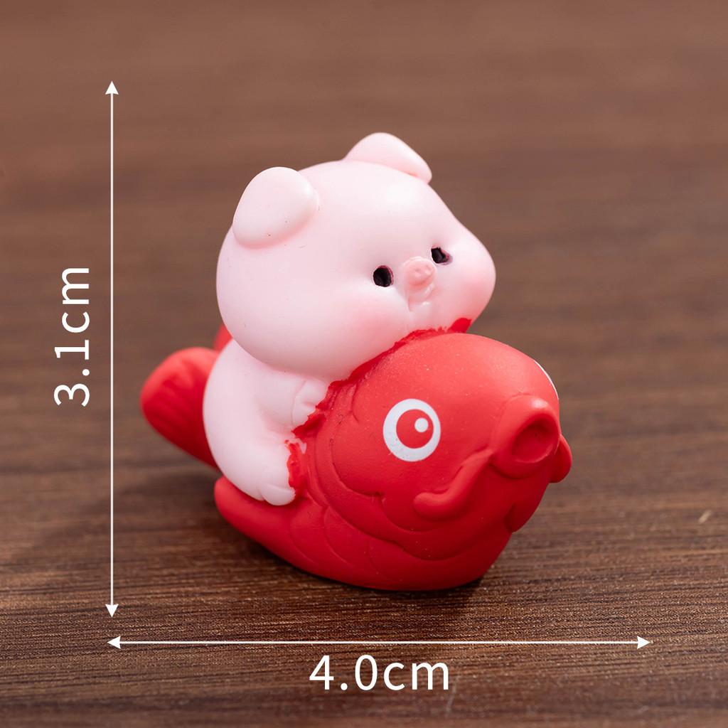 Blessing New Years Pig Resin Ornament With Oranges And Koi Carp For Decor Home