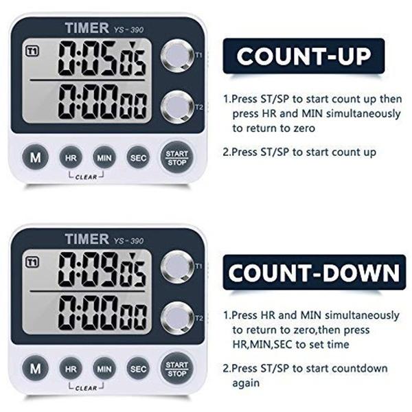 Digital Kitchen Timer Magnetic Back Cooking Timer Large Display Loud Alarm Count-Up Count Down for Cooking Baking
