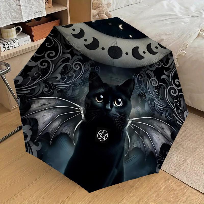 1PC Moon Cat Automatic Folding Umbrella - Compact 8-Rib Design, Durable Plastic & Iron, Lightweight for Outdoor Daily Use, Festive Gift063