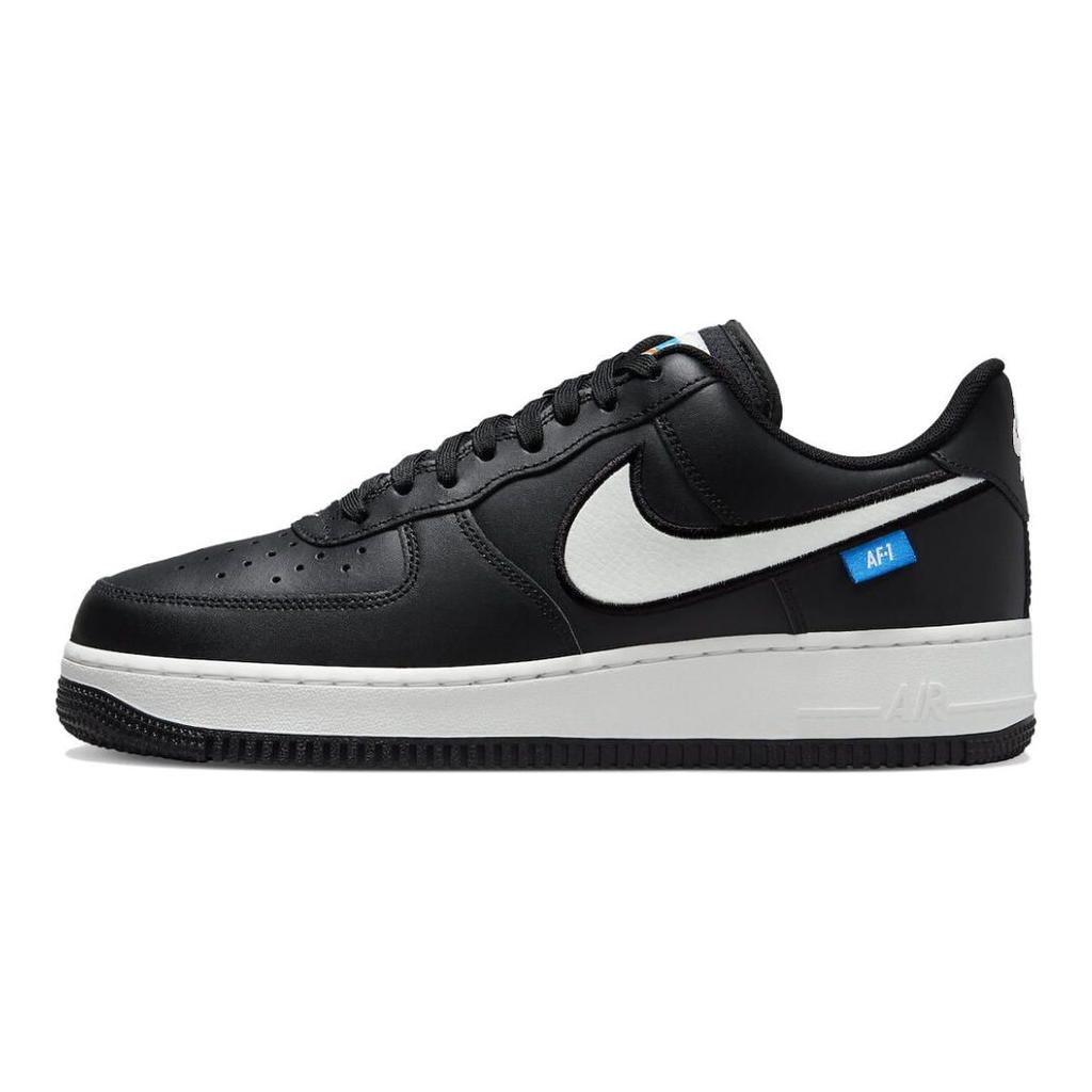 Nike Air Force 1 07 Blue Label - Чорно-білі чоловічі кросівки Photo-Blue Safety-Orange Summit-White FN7804-001