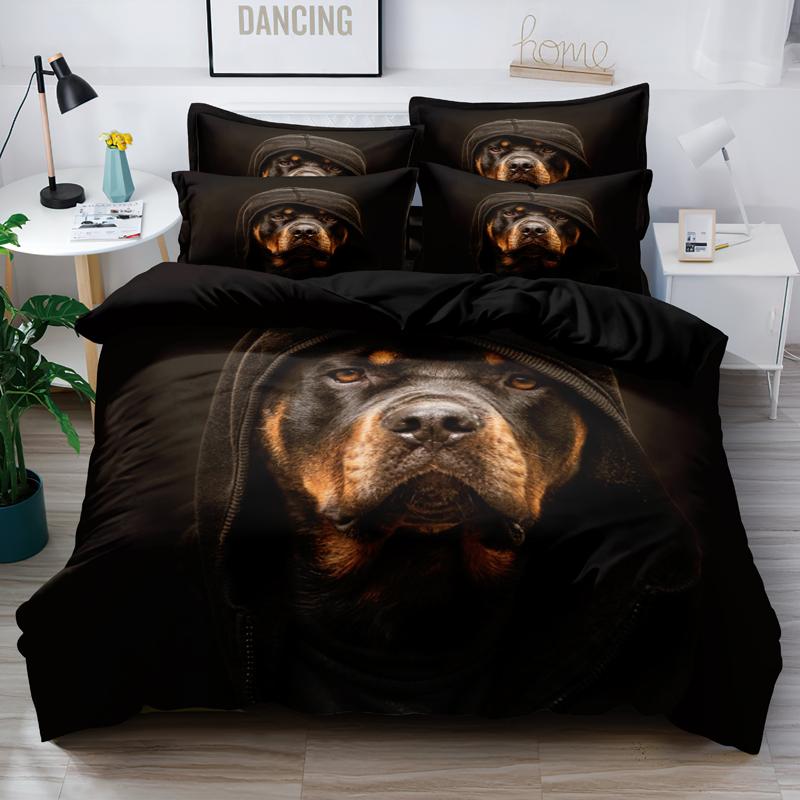 3-teiliges Schlichtes Modernes Totenkopf Tier Muster Digital Bedrucktes Daunenbettbezug-Set, Bettwäscheset(1 Daunenbettbezug+2 Kissenbezüge)