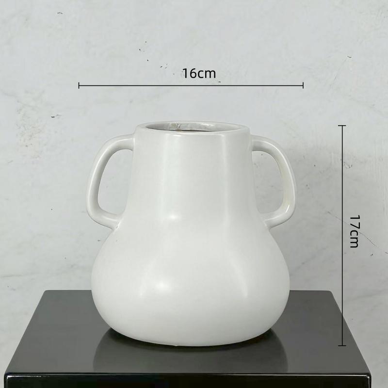 Ceramic Vase Double-eared Pot Golden Pot Flowerpot Flower Vase Garden and Courtyard Accessories Flowering Arrangement белый