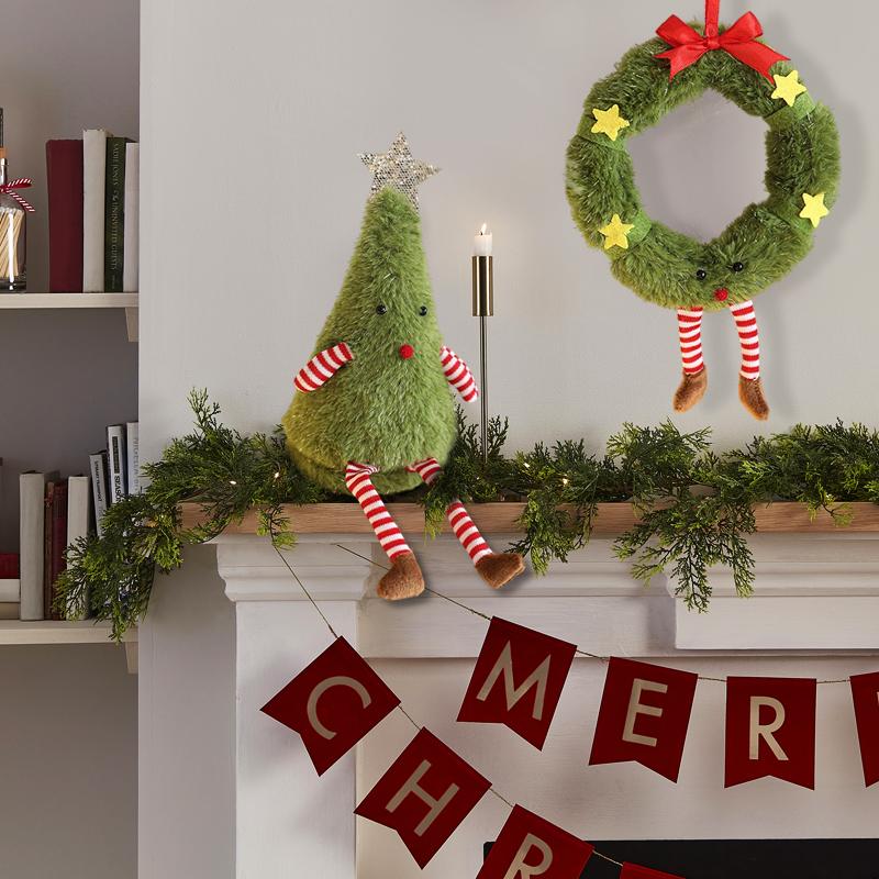 1PC Cartoon Wreath Shape Home Decor Toy Party Christmas Decoration Gift Christmas Tree Shape Cute Christmas