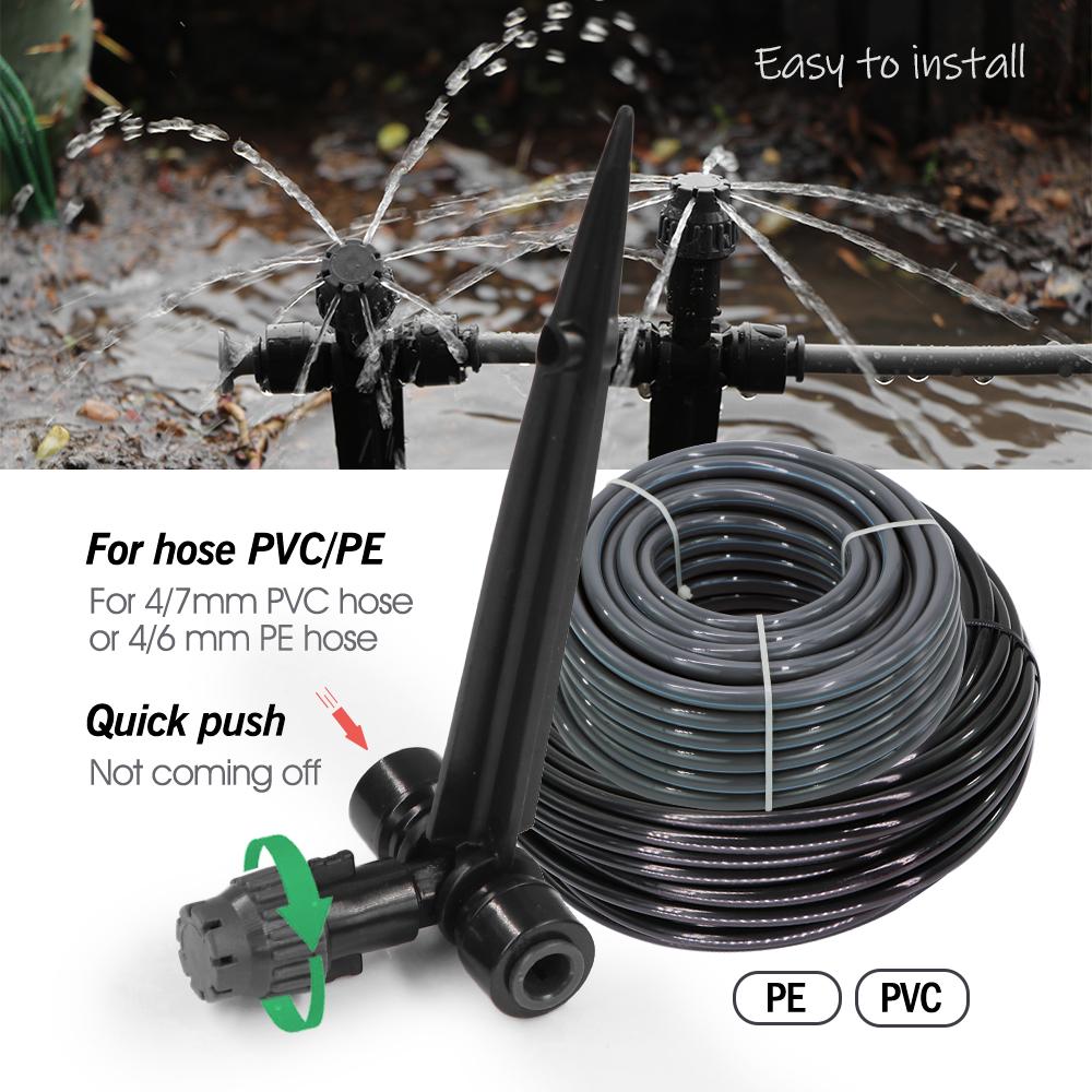 180° Bend Adjustable 8-holes Drippers with Stake Quick Insert Slip Lock Sprinklers Sprayer Garden Irrigation Watering Supplies