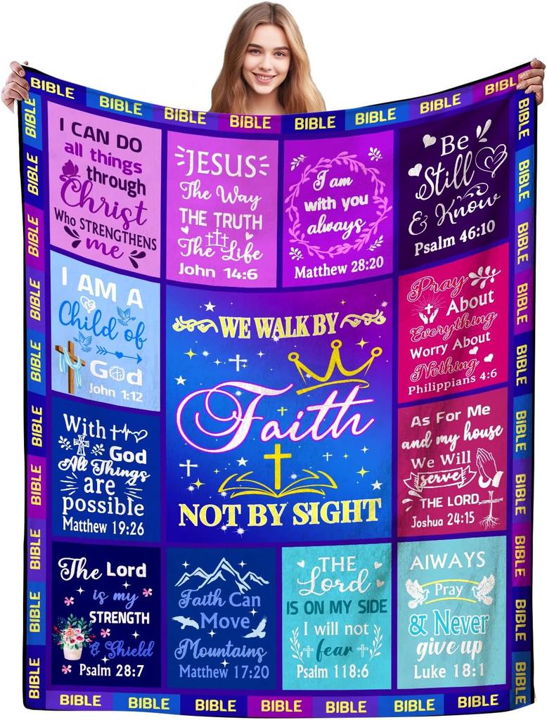 Inspirational Christian Throw Blanket for Women  Faith Healing Bible Verse Gift X Inches