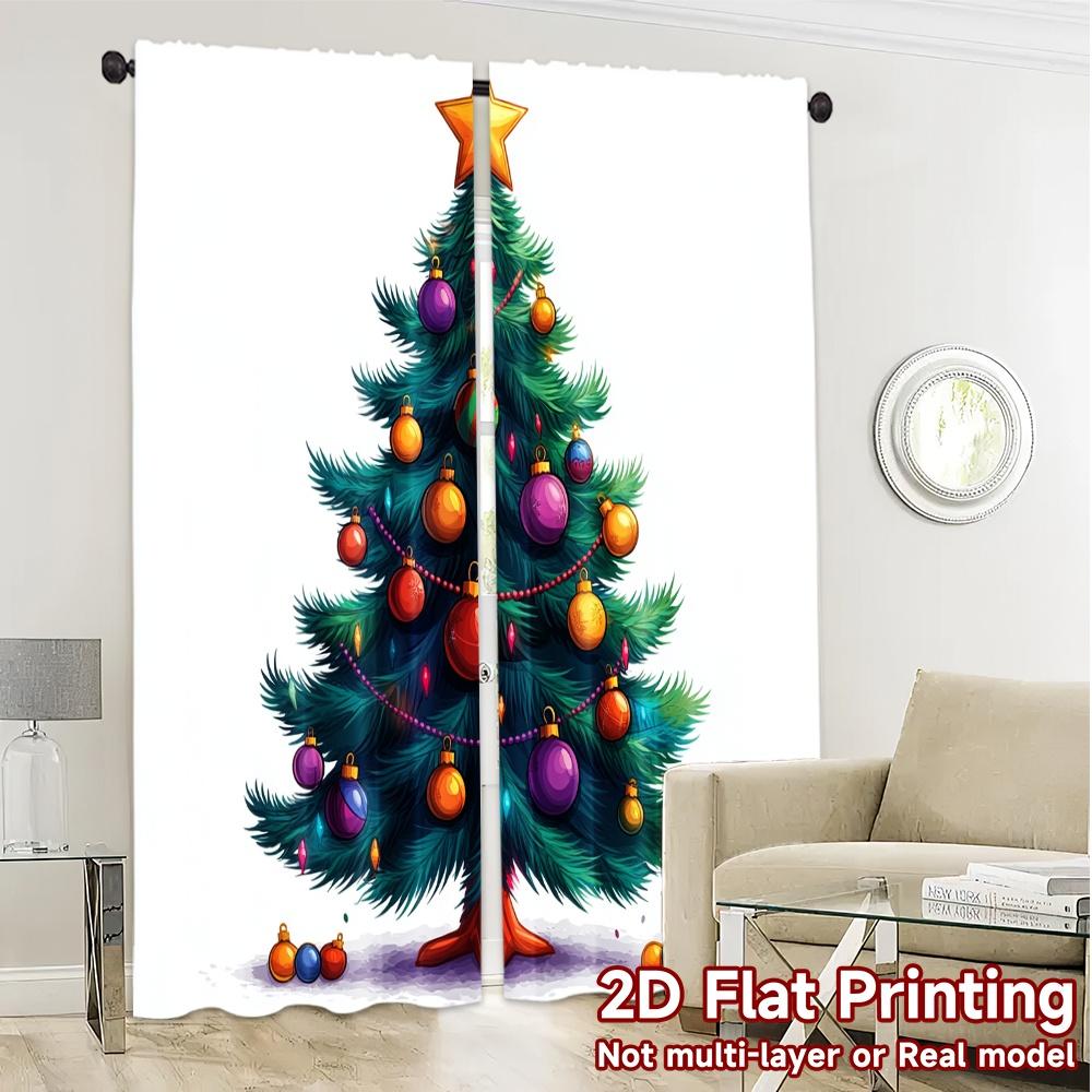2pcs,Curtains Blue Christmas Tree Ornaments (2) Modern Modern Curtains Versatile Polyester Curtains Art Deco Festive Use for