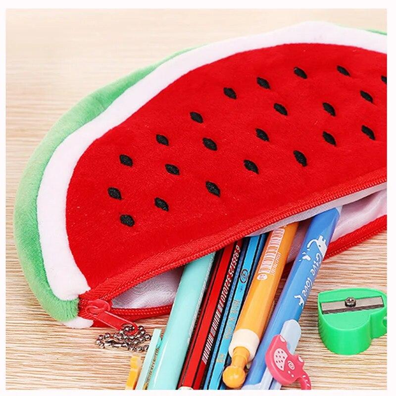 Creative Watermelon Plush Pencil Case Kawaii Pencilcase School Pen Case Bag Supplies School Box Pencils Pouch Stationery