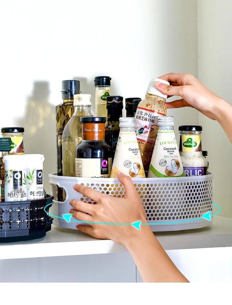 Rotating Spice Rack & Turntable Storage Basket for Kitchen & Bathroom